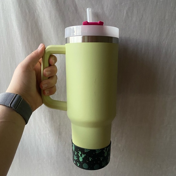 Neon Green and Fuchsia Pink Stanley Cup with Cactus Boot - Picture 12 of 14